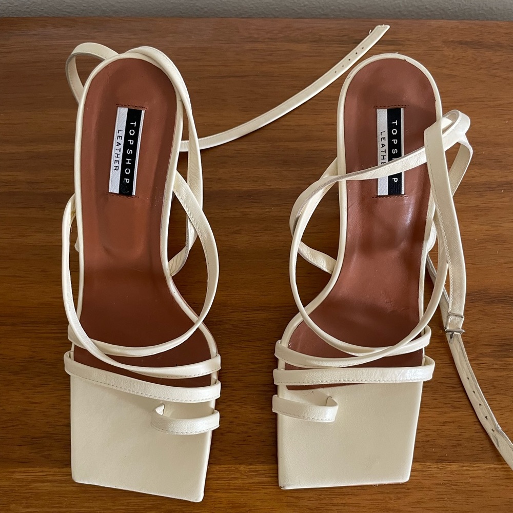 Topshop Leather square toe sandal